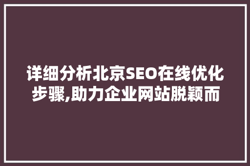 详细分析北京SEO在线优化步骤,助力企业网站脱颖而出 jQuery