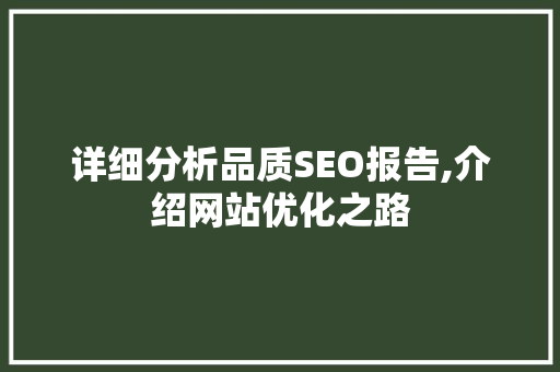 详细分析品质SEO报告,介绍网站优化之路 Bootstrap