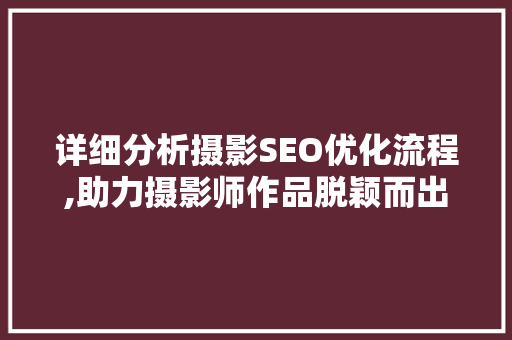 详细分析摄影SEO优化流程,助力摄影师作品脱颖而出 AJAX