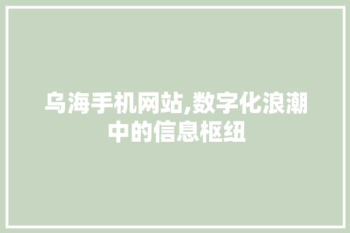 乌海手机网站,数字化浪潮中的信息枢纽