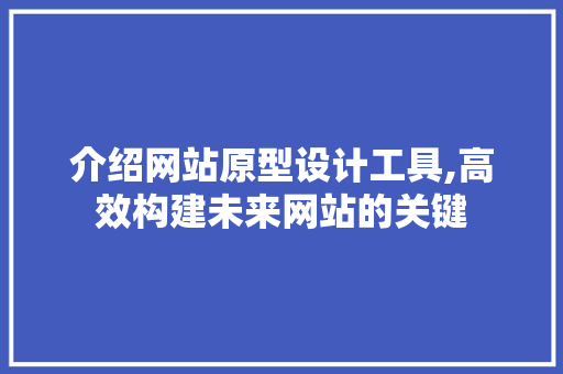 介绍网站原型设计工具,高效构建未来网站的关键