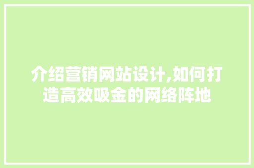 介绍营销网站设计,如何打造高效吸金的网络阵地