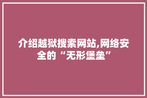 介绍越狱搜索网站,网络安全的“无形堡垒”