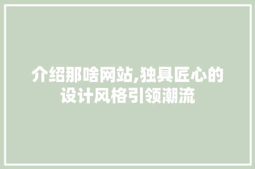 介绍那啥网站,独具匠心的设计风格引领潮流 HTML