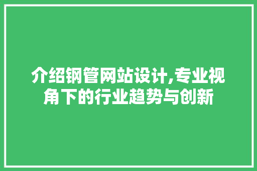 介绍钢管网站设计,专业视角下的行业趋势与创新