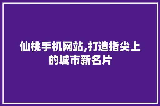 仙桃手机网站,打造指尖上的城市新名片 CSS