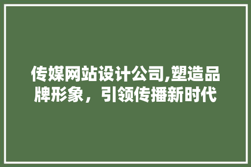 传媒网站设计公司,塑造品牌形象，引领传播新时代