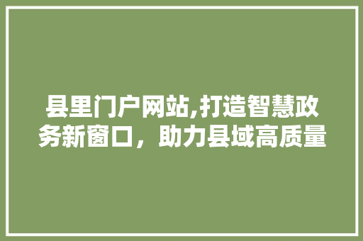 县里门户网站,打造智慧政务新窗口，助力县域高质量发展