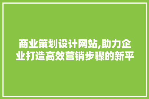 商业策划设计网站,助力企业打造高效营销步骤的新平台