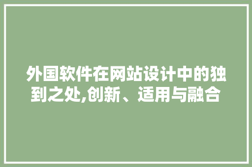 外国软件在网站设计中的独到之处,创新、适用与融合