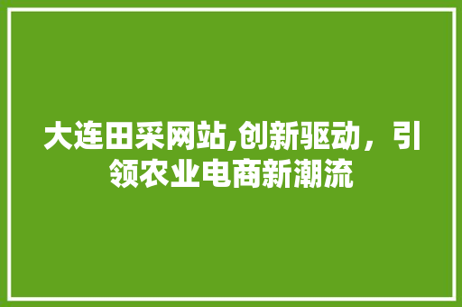 大连田采网站,创新驱动，引领农业电商新潮流