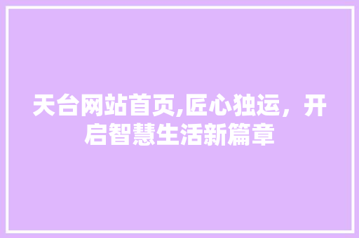 天台网站首页,匠心独运，开启智慧生活新篇章