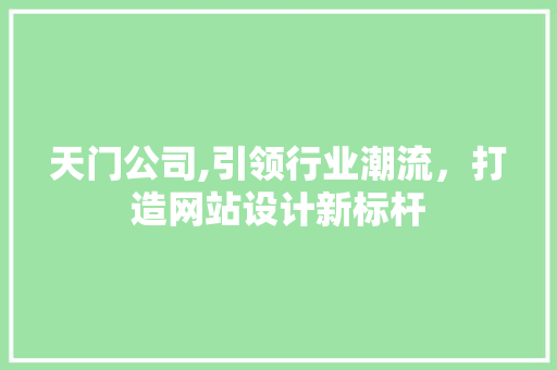 天门公司,引领行业潮流，打造网站设计新标杆