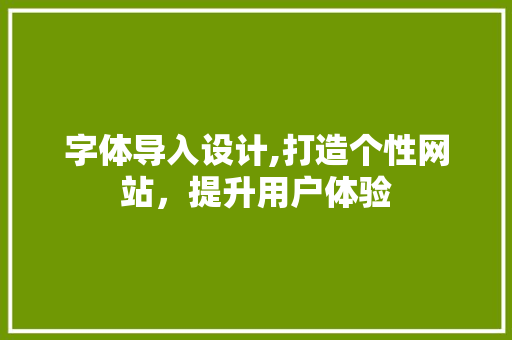 字体导入设计,打造个性网站，提升用户体验