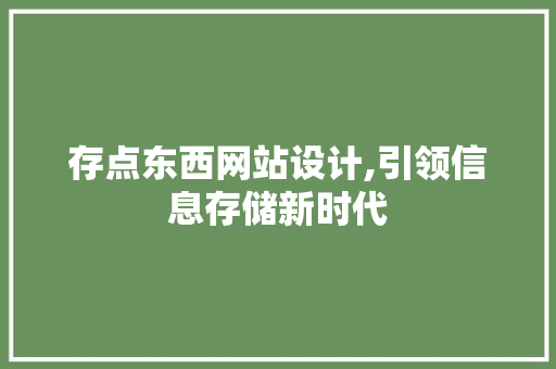 存点东西网站设计,引领信息存储新时代