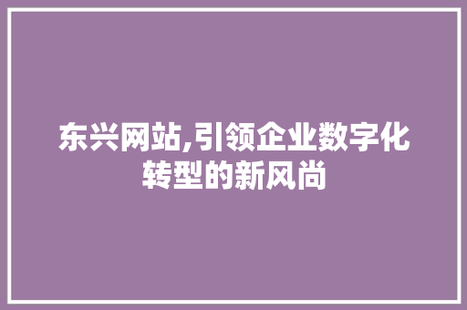 东兴网站,引领企业数字化转型的新风尚 HTML