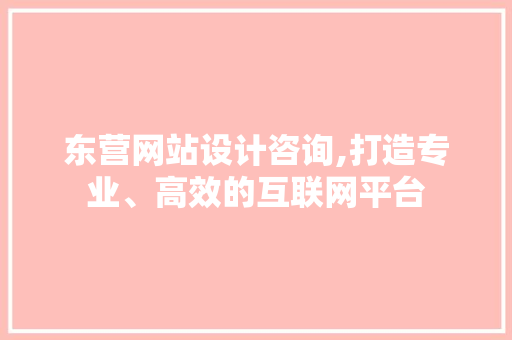 东营网站设计咨询,打造专业、高效的互联网平台