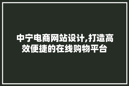 中宁电商网站设计,打造高效便捷的在线购物平台