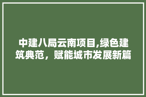 中建八局云南项目,绿色建筑典范，赋能城市发展新篇章