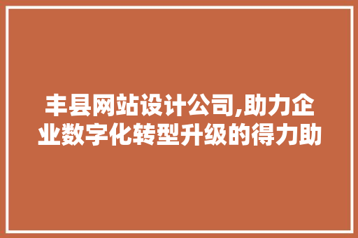 丰县网站设计公司,助力企业数字化转型升级的得力助手