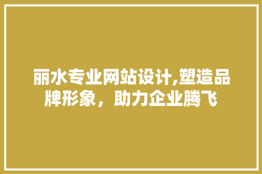 丽水专业网站设计,塑造品牌形象，助力企业腾飞