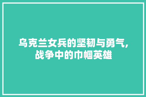 乌克兰女兵的坚韧与勇气,战争中的巾帼英雄