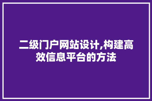 二级门户网站设计,构建高效信息平台的方法