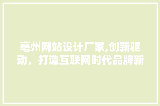 亳州网站设计厂家,创新驱动，打造互联网时代品牌新形象