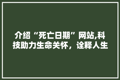 介绍“死亡日期”网站,科技助力生命关怀，诠释人生价值