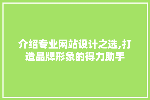 介绍专业网站设计之选,打造品牌形象的得力助手 React