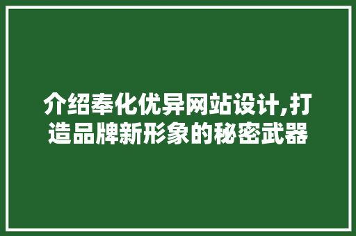 介绍奉化优异网站设计,打造品牌新形象的秘密武器