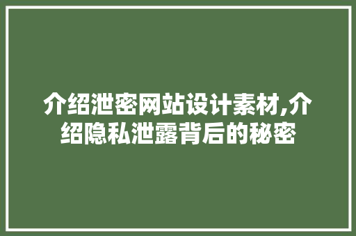 介绍泄密网站设计素材,介绍隐私泄露背后的秘密