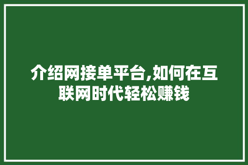 介绍网接单平台,如何在互联网时代轻松赚钱 Vue.js