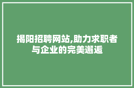 揭阳招聘网站,助力求职者与企业的完美邂逅