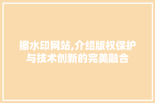 擦水印网站,介绍版权保护与技术创新的完美融合