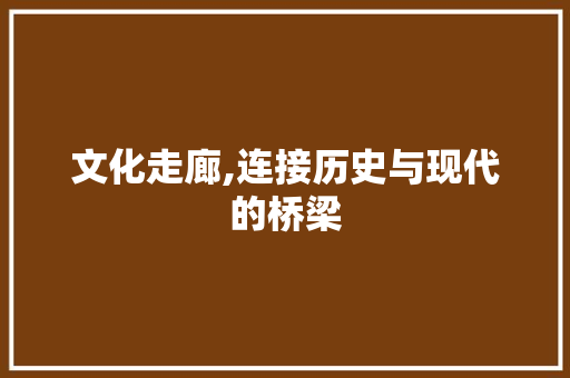 文化走廊,连接历史与现代的桥梁