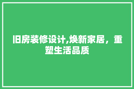 旧房装修设计,焕新家居，重塑生活品质