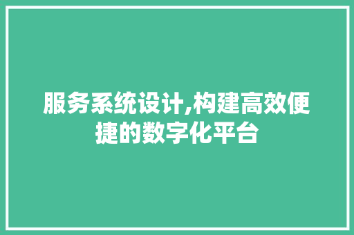 服务系统设计,构建高效便捷的数字化平台 Java