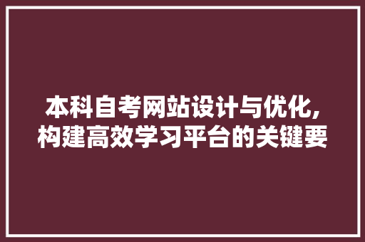 本科自考网站设计与优化,构建高效学习平台的关键要素