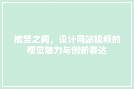 横竖之间，设计网站视频的视觉魅力与创新表达