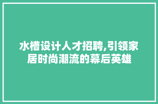 水槽设计人才招聘,引领家居时尚潮流的幕后英雄 PHP