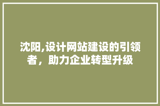 沈阳,设计网站建设的引领者，助力企业转型升级