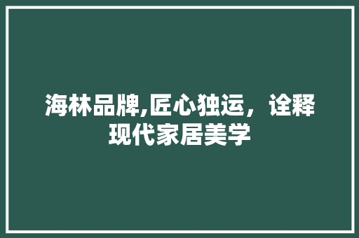 海林品牌,匠心独运，诠释现代家居美学