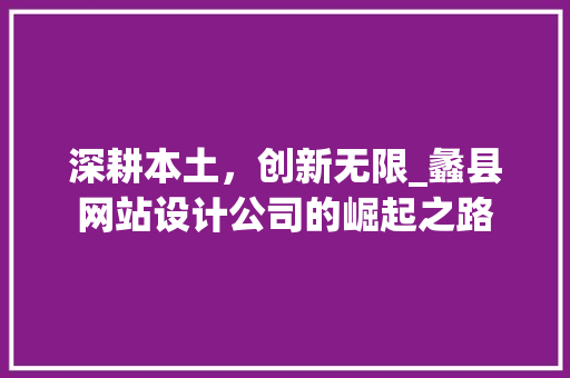 深耕本土，创新无限_蠡县网站设计公司的崛起之路