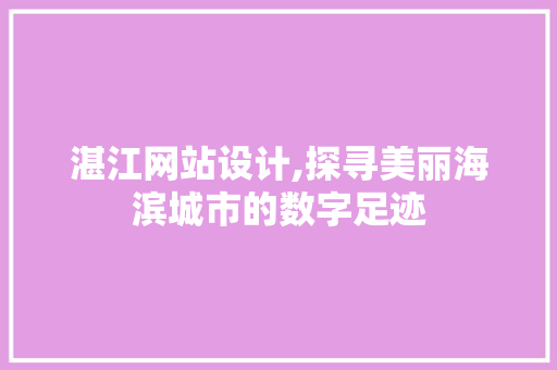 湛江网站设计,探寻美丽海滨城市的数字足迹