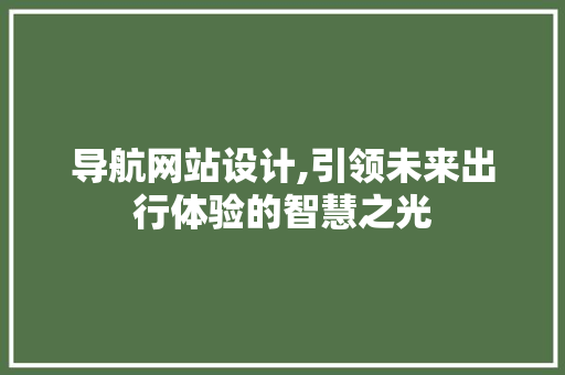 导航网站设计,引领未来出行体验的智慧之光 HTML