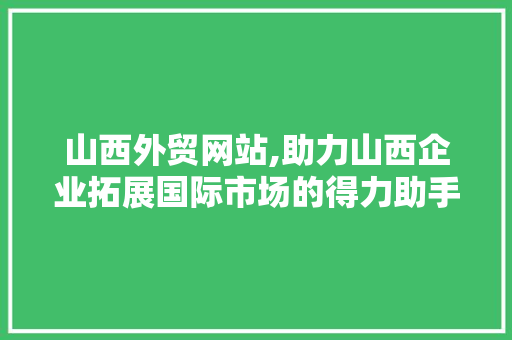 山西外贸网站,助力山西企业拓展国际市场的得力助手