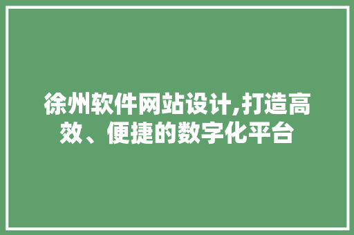 徐州软件网站设计,打造高效、便捷的数字化平台