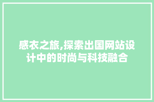 感衣之旅,探索出国网站设计中的时尚与科技融合 Angular