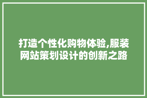 打造个性化购物体验,服装网站策划设计的创新之路